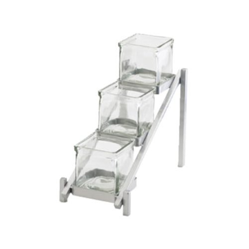Cal-Mil 1149-74 Rectangular 3 Compartment Condiment Jar Display - Clear/Silver-cityfoodequipment.com