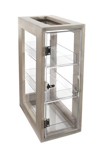 Cal-Mil 1204-110 3 Tier Self Serve Pastry Display Case - 8"W x 13"D x 20 1/2"H, Pine Wood/ Clear Acrylic-cityfoodequipment.com