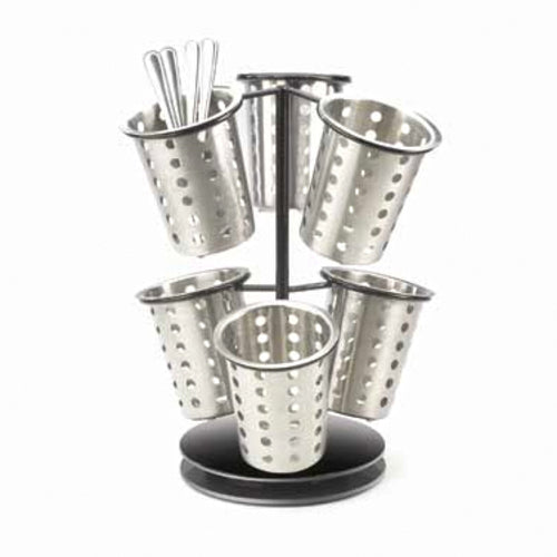 Cal-Mil 1227-13 6 Ring Cutlery Holder w/ Revolving Black Base, 12 x 15 1/4" High-cityfoodequipment.com
