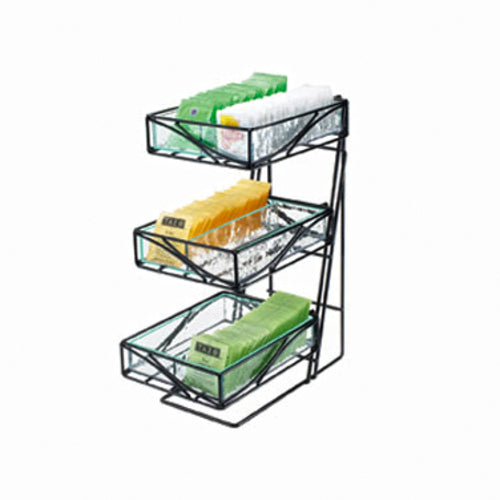 Cal-Mil 1235-TEA Condiment Organizer w/ (3) Bins - Black-cityfoodequipment.com