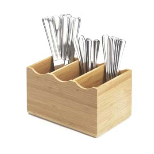 Cal-Mil 1244 Bamboo Cutlery Holder w/ 3 Slots, 8 1/4 x 5 1/2 x 4 3/4" High-cityfoodequipment.com