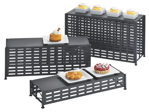 Cal-Mil 1247-11 Rectangular Buffet Riser - 21"W x 7 1/2"D x 11 1/2"H, Iron, Black-cityfoodequipment.com