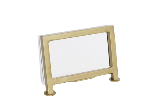 Cal-Mil 1262-90 Tabletop Menu Card Holder - 3 1/2" x 2", Acrylic/Gold Iron Frame-cityfoodequipment.com
