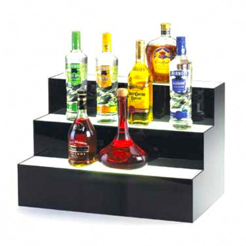Cal-Mil 1269 3 Tier Lighted Bottle Display - Acrylic, Black-cityfoodequipment.com