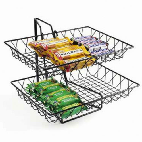 Cal-Mil 1291-2 2 Tier Display Stand - 18"W x 15"D x 15"H, Wire, Black-cityfoodequipment.com