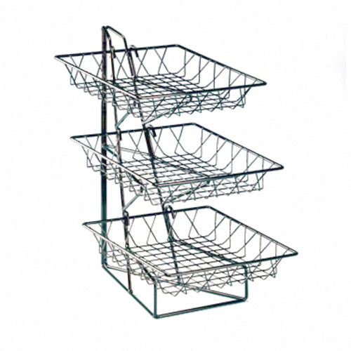 Cal-Mil 1293-3 3 Tier Display Rack w/ 12" Square Wire Baskets, Black Wire-cityfoodequipment.com