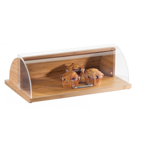 Cal-Mil 1333-60 Roll Top Bread Case - 20" x 11 1/2" x 6 1/2", Acrylic/Bamboo-cityfoodequipment.com