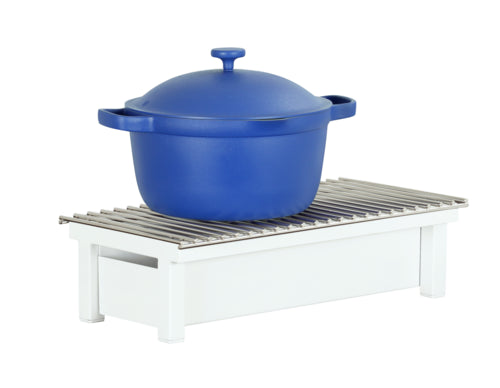 Cal-Mil 1348-22-15 Rectangular Chafer Alternative - 19 3/4"W x 10"D x 4"H, Metal, White-cityfoodequipment.com