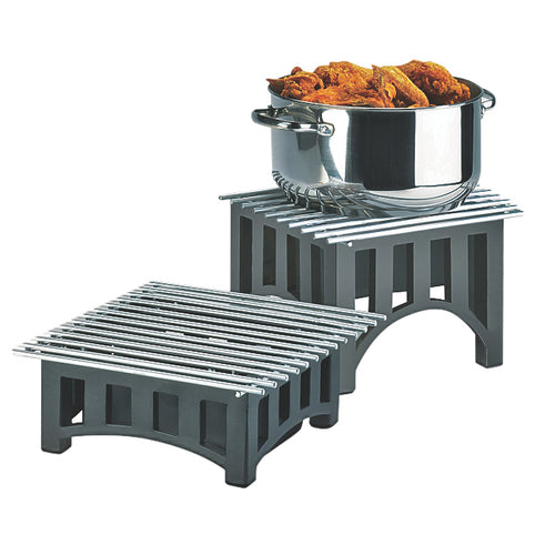 Cal-Mil 1364-12-13 Bridge Style Square Chafer Alternative, 12" x 12" x 4" H, Black-cityfoodequipment.com
