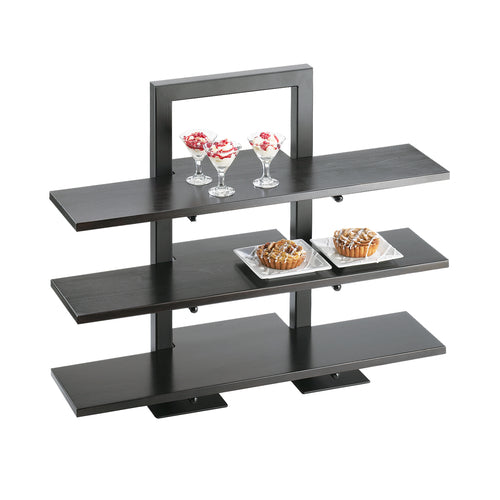 Cal-Mil 1464-13 1 Piece Riser Frame Only w/ 3 Tiers, 18 x 11 x 25" High, Black-cityfoodequipment.com