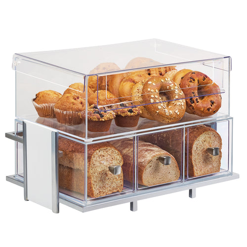Cal-Mil 1471-15SET 4 Section Pastry Display Case - Silver Metal & White Bamboo Frame-cityfoodequipment.com