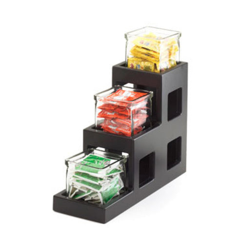 Cal-Mil 1486-96 Rectangular 3 Compartment Condiment Jar Display - Clear/Black-cityfoodequipment.com