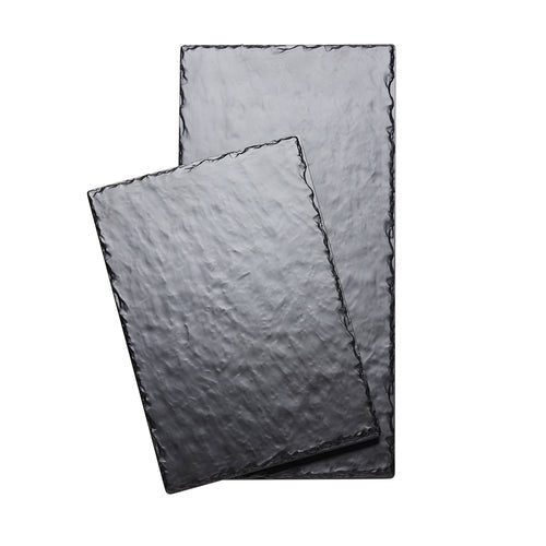 Cal-Mil 1522-1014-65M Rectangular Serving Board - 14" x 10", Melamine, Black Faux Slate-cityfoodequipment.com