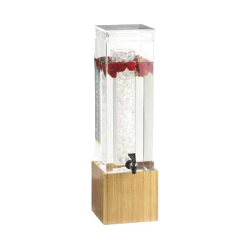 Cal-Mil 1527-3-60 3 gal Beverage Dispenser w/ Ice Tube - Plastic Container, Bamboo Base-cityfoodequipment.com