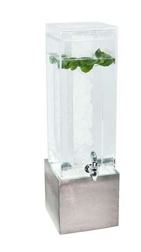 Cal-Mil 1527-3INF-110 3 gal Beverage Dispenser w/ Drip Tray - Clear Plastic Container/Gray Washed Base-cityfoodequipment.com