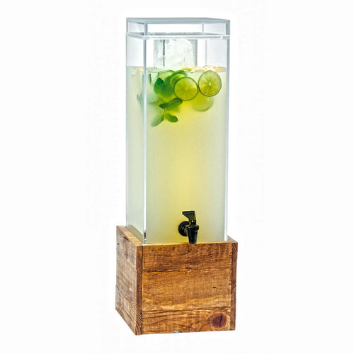Cal-Mil 1527-3INF-99 3 gal Beverage Dispenser w/ Infuser - Plastic Container, Reclaimed Wood Base-cityfoodequipment.com