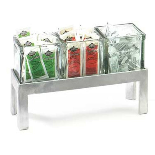 Cal-Mil 1560-4 Rectangular 3 Compartment Condiment Jar Display - Clear/Silver-cityfoodequipment.com