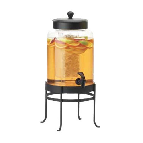 Cal-Mil 1580-2-13 SoHo 2 Gallon Round Glass Beverage Dispenser - Black Metal Base-cityfoodequipment.com