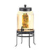 Cal-Mil 1580-2INF-13 SoHo 2 Gallon Round Glass Beverage Dispenser w/ Infusion Chamber - Black Metal Base-cityfoodequipment.com