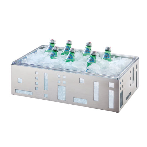 Cal-Mil 1603-12-55 Rectangular Ice Housing - 21"L x 12 1/2"W x 6 1/2"H, White, Stainless-cityfoodequipment.com