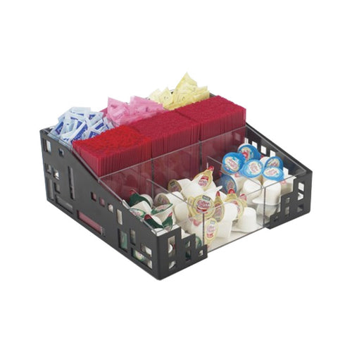 Cal-Mil 1616-13 Squared Condiment Organizer, 12 x 12 x 5 1/4", Black-cityfoodequipment.com