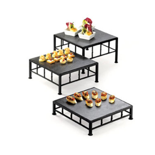 Cal-Mil 1711-3-65 12" Square Buffet Riser w/ Slate Top - 3"H, Metal, Black-cityfoodequipment.com