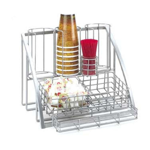 Cal-Mil 1715-39 Beverage Caddy For Cups, Lids, Straws, Creamers & Packets, Silver-cityfoodequipment.com