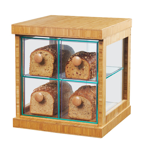 Cal-Mil 1718-60 4 Drawer Bread Case w/ Bamboo Frame & Green Glass, Acrylic Body-cityfoodequipment.com