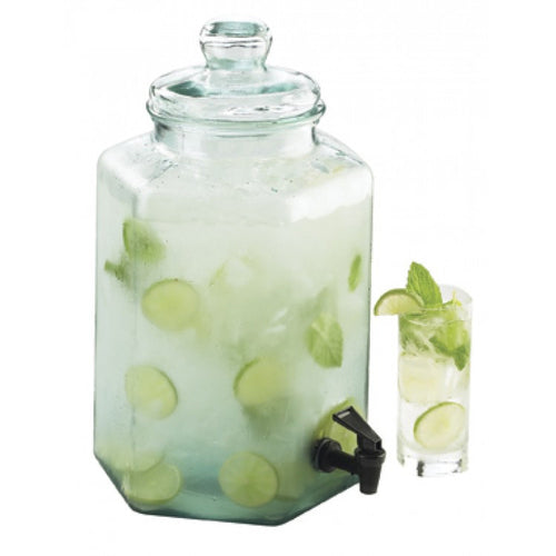Cal-Mil 1745 2 Gallon Hexagon Glass Fusion Dispenser - Clear-cityfoodequipment.com