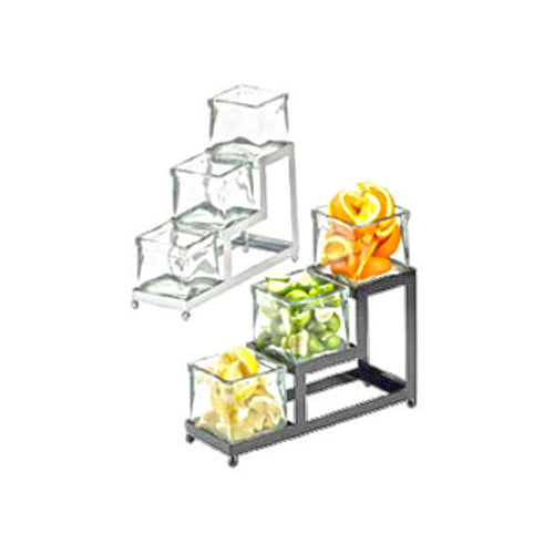 Cal-Mil 1803-4-49 Rectangular 3 Compartment Condiment Jar Display - Clear/Silver-cityfoodequipment.com