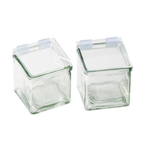 Cal-Mil 1811-N Notched Lid w/ Plastic Hinge for 4 x 4" Glass Jars-cityfoodequipment.com