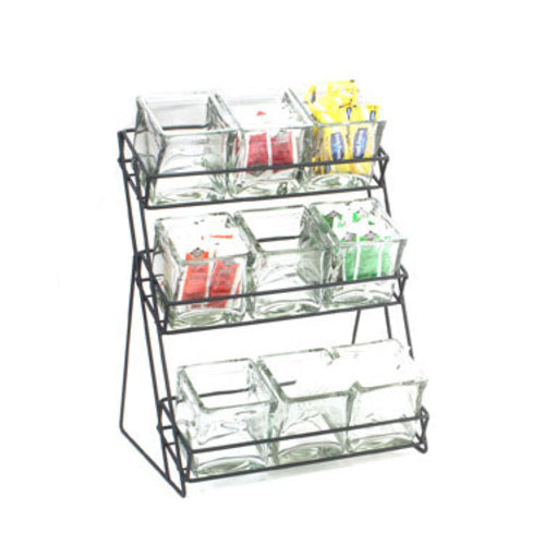 Cal-Mil 1812-13 Rectangular 9 Compartment Condiment Jar Display - Clear/Black-cityfoodequipment.com