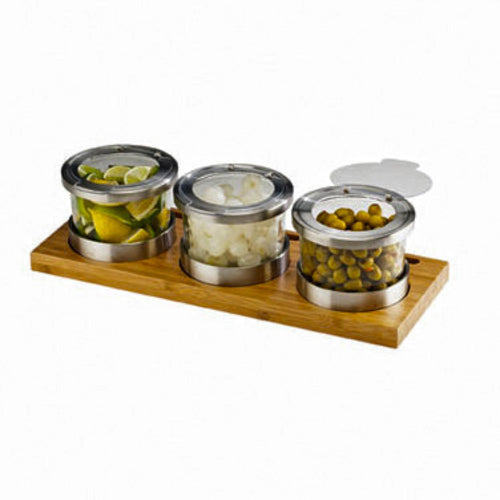 Cal-Mil 1850-4-60HL (3) Compartment Bar Garnish Tray - Flat Hinged Lid-cityfoodequipment.com