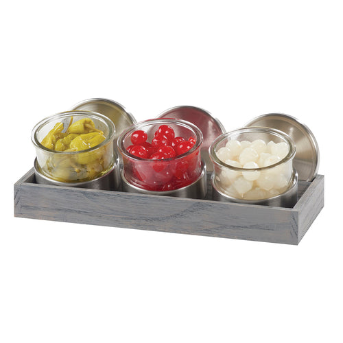 Cal-Mil 1850-4-83 (3) Compartment Bar Garnish Tray - Lift Off Lid-cityfoodequipment.com