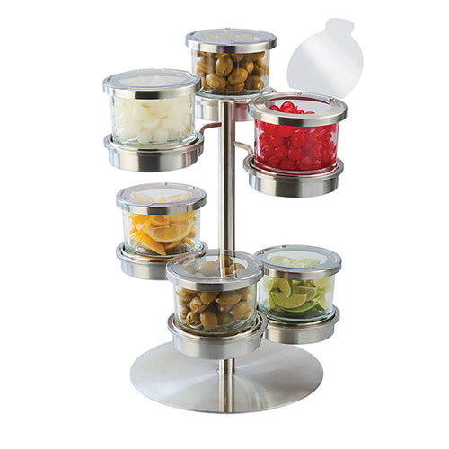 Cal-Mil 1858-4-55HL Dipper Style Condiment Dispenser w/ (6) Compartments, Stainless-cityfoodequipment.com