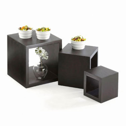 Cal-Mil 1915-96 3 Piece Cube Display Riser Set - 9", 7", & 5", Midnight Bamboo-cityfoodequipment.com