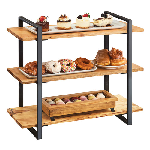 Cal-Mil 1940-99 3 Level Display Riser Shelf - 18"L x 12"W x 24"H, Metal Frame/Wood Shelves-cityfoodequipment.com