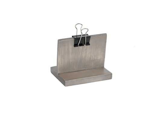 Cal-Mil 2036-32-110 Tabletop Clipboard Menu Card Holder - 4" x 2" x 3/4", Pine Wood, Gray Wash-cityfoodequipment.com