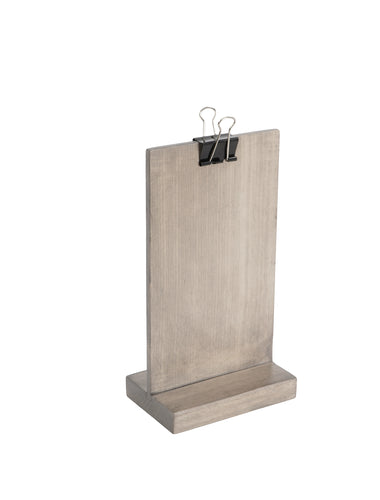 Cal-Mil 2036-46-110 Tabletop Clipboard Menu Card Holder - 4 1/2" x 2 1/2" x 8 1/2", Pine Wood, Gray Wash-cityfoodequipment.com