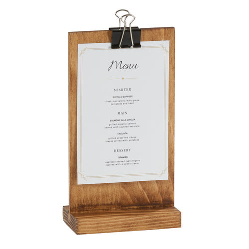 Cal-Mil 2036-46-99 Tabletop Clipboard Menu Card Holder - 4 1/2"W x 8 1/2"H, Pine Wood-cityfoodequipment.com