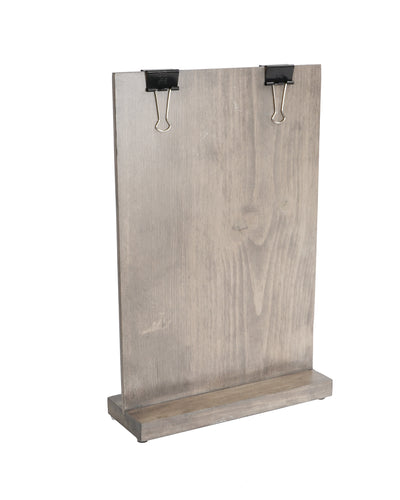 Cal-Mil 2036-811-110 Tabletop Clipboard Menu Card Holder - 9 1/4" x 2 1/2" x 13 1/2", Pine Wood, Gray Wash-cityfoodequipment.com