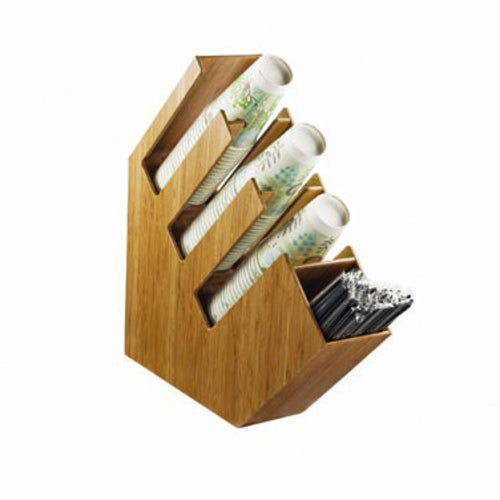 Cal-Mil 2051-60 4 Compartment Straw Holder - 4 1/2" x 20" x 19 1/2", Bamboo-cityfoodequipment.com