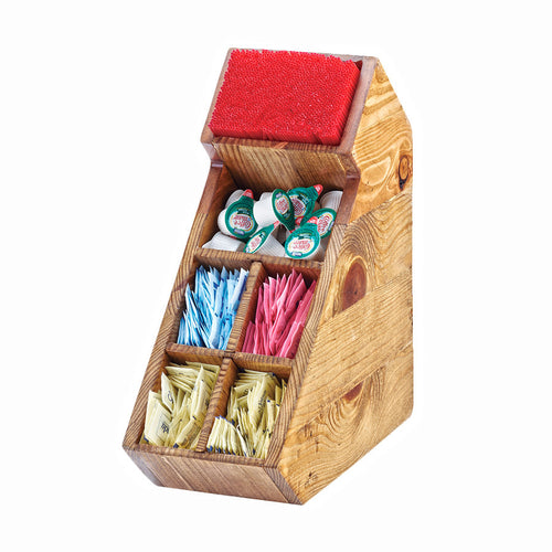 Cal-Mil 2052-99 6 Compartment Condiment Organizer - 6" x 13" x 15", Reclaimed Wood-cityfoodequipment.com