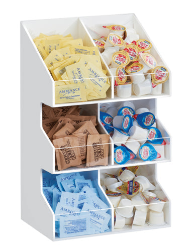 Cal-Mil 2054-15 Condiment Organizer w/ (6) Bins, 10" x 6 3/4" x 16", White-cityfoodequipment.com