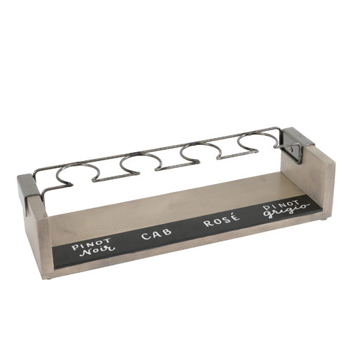 Cal-Mil 22010-110 4 Section Industrial Wine Taster w/ Chalkboard - 13 1/2" x 4" x 3", Pine Wood/Wire Rings-cityfoodequipment.com
