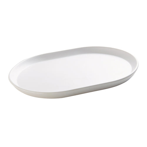 Cal-Mil 22018-15 14" x 11 1/4" Oval Hudson Platter - Melamine, White-cityfoodequipment.com