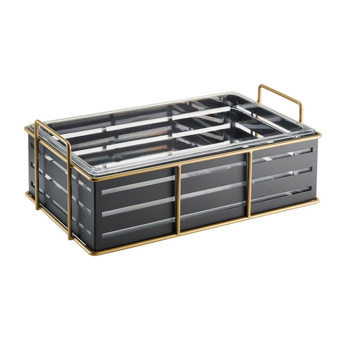 Cal-Mil 22085-12-90 Ice Housing w/ Clear Plastic Ice Pan - 22"W x 13 1/2"D x 6 3/4"H, Wire Frame, Black/Gold-cityfoodequipment.com
