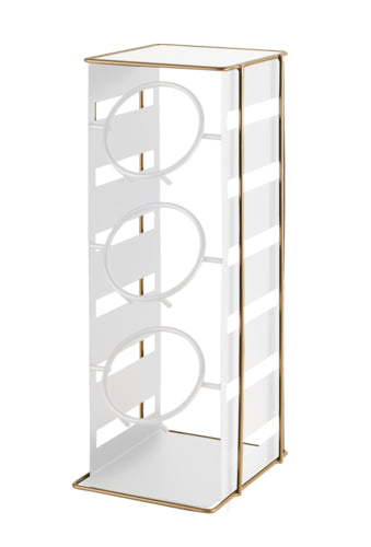 Cal-Mil 22086-15 3 Tier Cylinder Display - 7" x 7 1/4" x 18 1/2"H, Metal, White/Gold-cityfoodequipment.com
