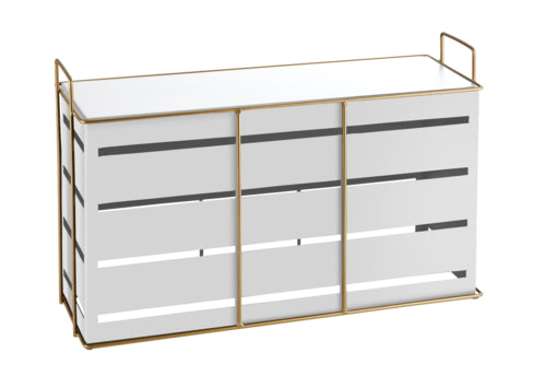 Cal-Mil 22087-13-15 Rectangular Empire Riser - 20 1/2" x 7" x 13"H, Metal, White/Gold-cityfoodequipment.com