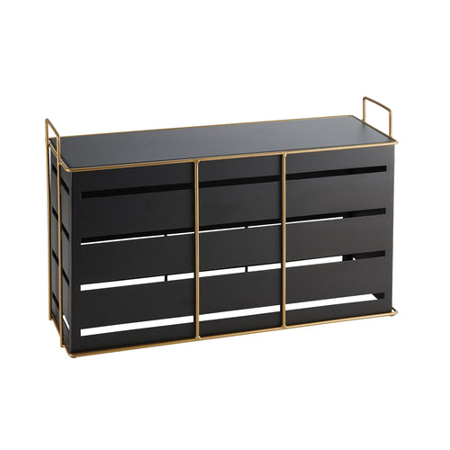 Cal-Mil 22087-13-90 Rectangular Empire Riser - 20 1/2"L x 7"W x 13"H, Metal, Black/Gold-cityfoodequipment.com